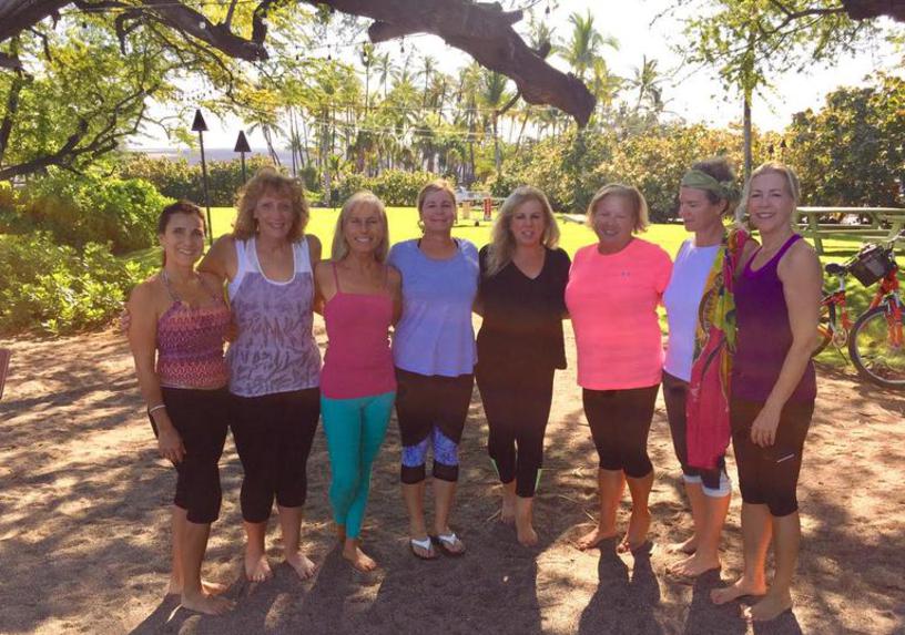Free-flowing, gentle yoga on the beach in Waikoloa at Lava Lava Beach Club